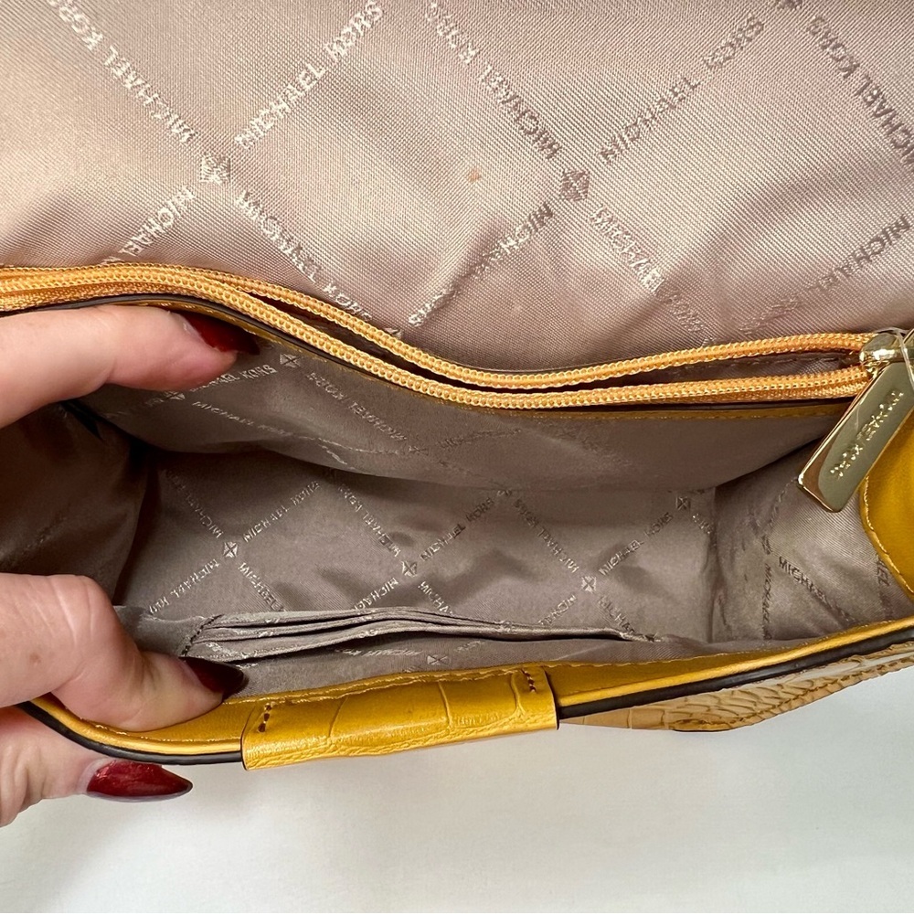 Michael Kors Yellow Croc-Embossed Shoulder Bag - Picture 12 of 15